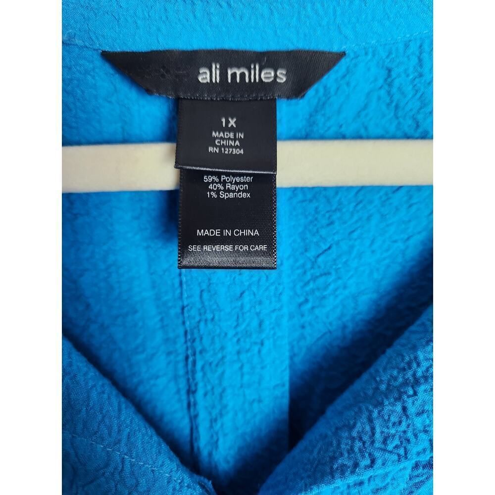 Ali Miles Gauzy Lagenlook Tunic sz 1X artsy art to wear button details pocket - Picture 6 of 8